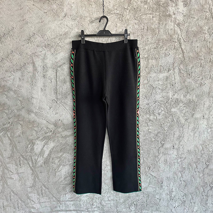 casablanca laurel embroidered wool knit trousers